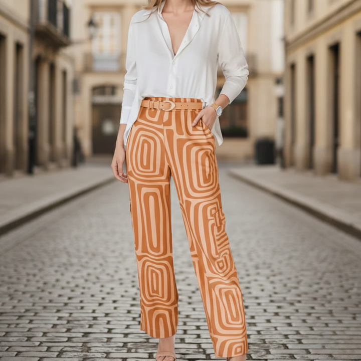 High-Waisted Pants and White Shirt Women&