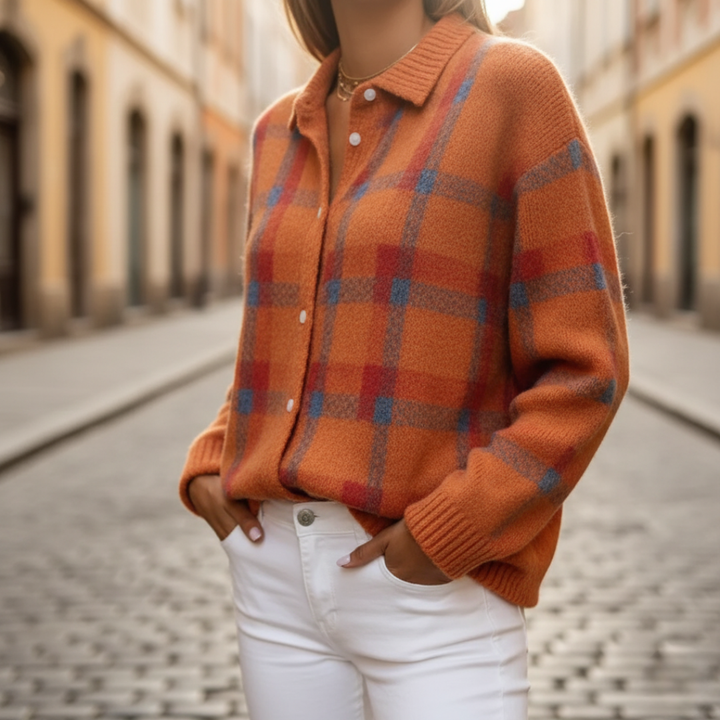 Women’s Cardigan Sweater Checkered