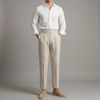 Men's Adjustable Waist Pleated Dress Trousers