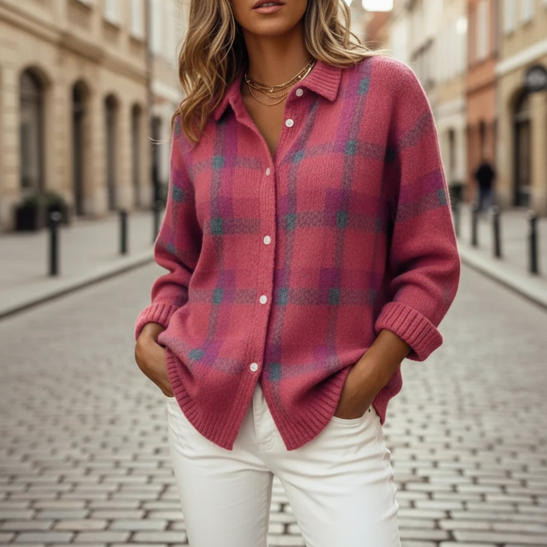 Women’s Cardigan Sweater Checkered