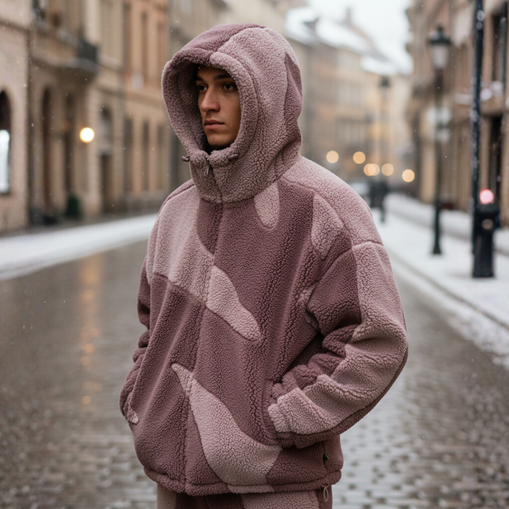 Hættejakke til mænd med camouflage-design