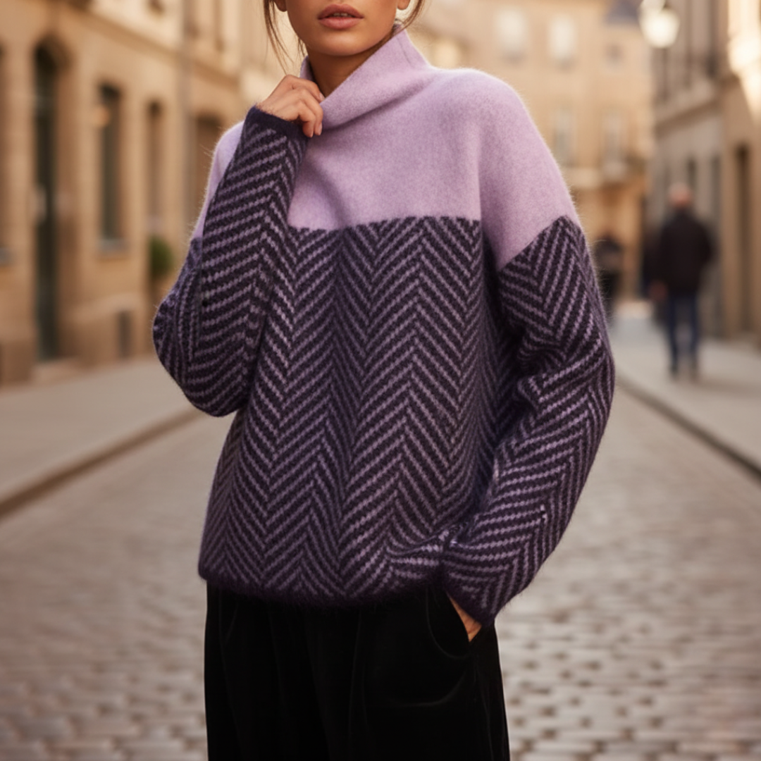 Maglione a collo alto con motivo a zigzag
