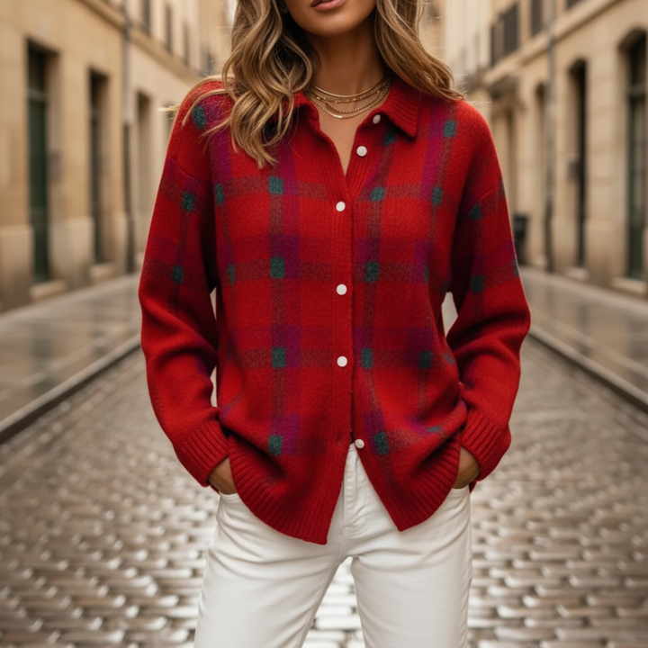 Women’s Cardigan Sweater Checkered