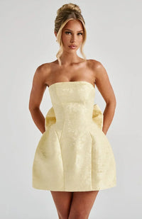 Women's Elegant Jacquard Dress | Sleeveless V-Neck Ceremony Gown