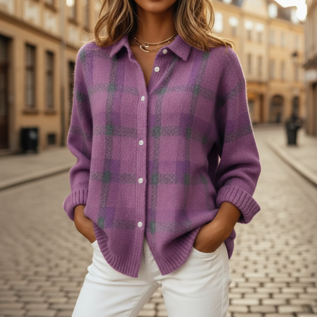 Women’s Cardigan Sweater Checkered