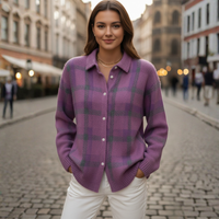 Sweater-skjorte til kvinder med tern