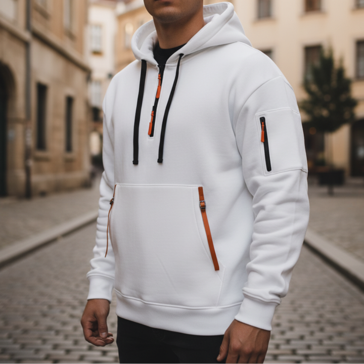 Felpa con zip da uomo con cappuccio