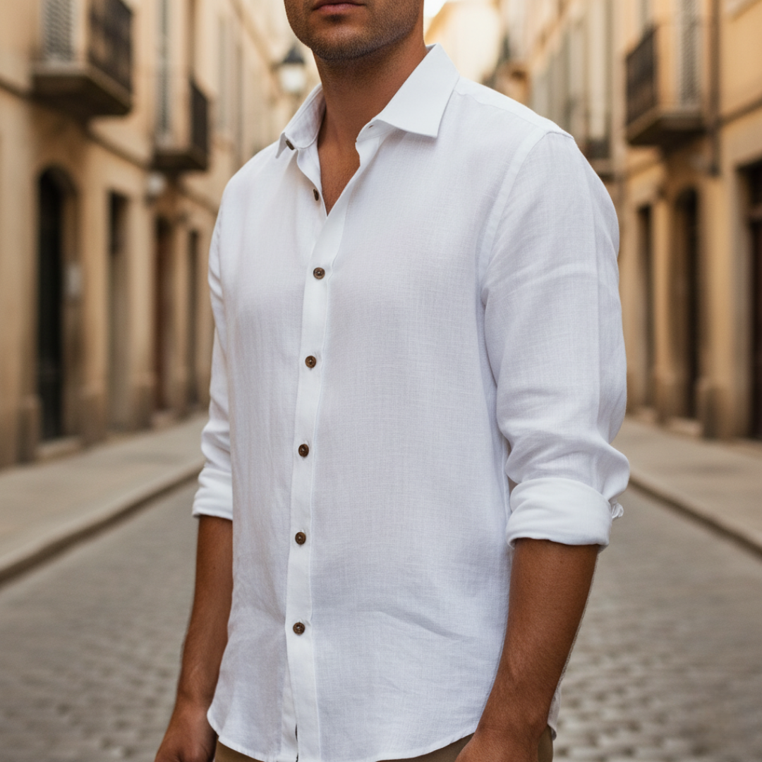 Camicia casual da uomo in tessuto misto