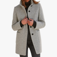 Women's Classic Stand Collar Mid Length Coat